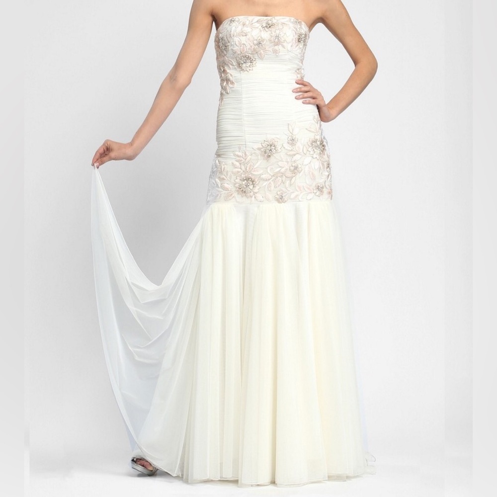 Sue Wong Strapless Embellished Wedding Prom Gown